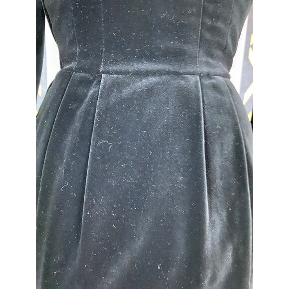 1980s black velvet embroidered Laura Ashley dress pleated puff shoulders 80s sm - Picture 10 of 10